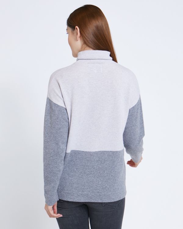 Paul Costelloe Living Studio Colour Block Long Sleeve Cashmere Polo Neck Jumper