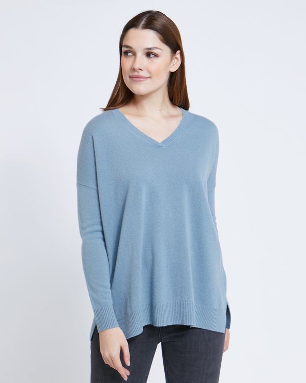 Paul Costelloe Living Studio Grey Cashmere V-Neck Jumper