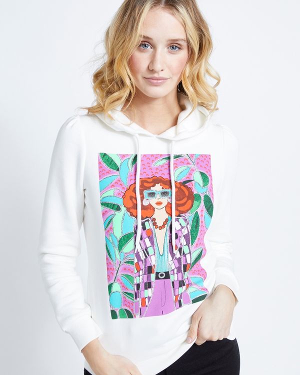 Savida Graphic Glitter Print Hoodie