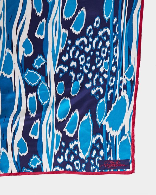Paul Costelloe Living Studio Blue Abstract Silk Scarf