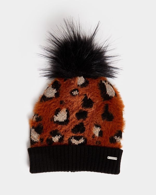 Savida Leopard Print Lurex Hat