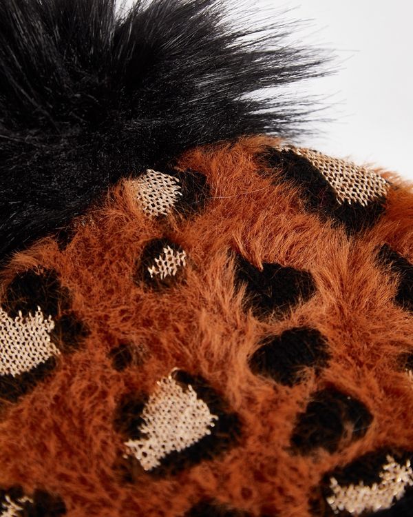 Savida Leopard Print Lurex Hat