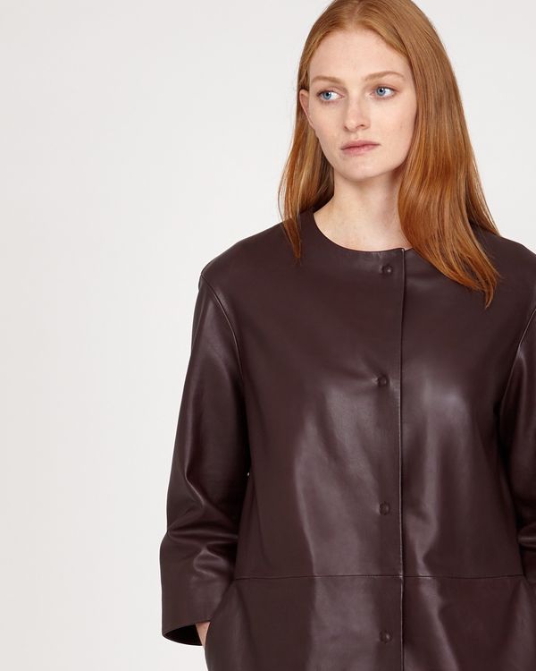 Carolyn Donnelly The Edit Leather Collarless Coat