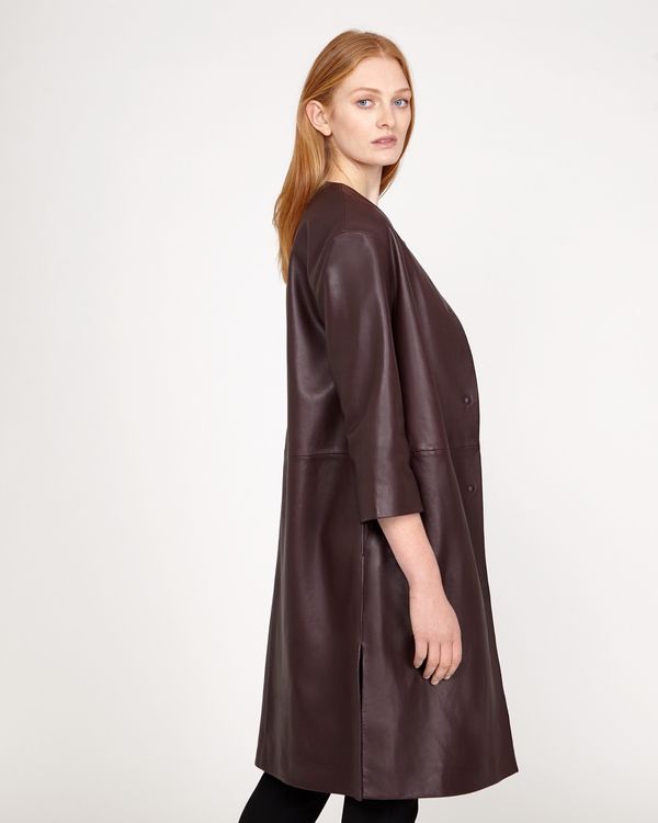 Carolyn Donnelly The Edit Leather Collarless Coat