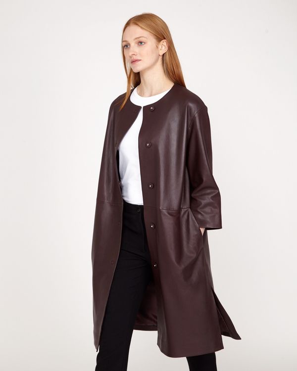Carolyn Donnelly The Edit Leather Collarless Coat