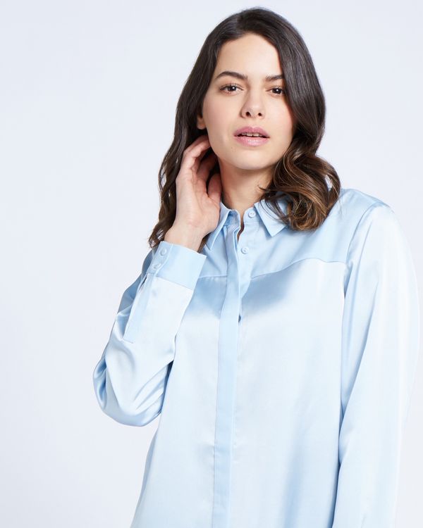 Paul Costelloe Living Studio Blue Collar Panel Blouse