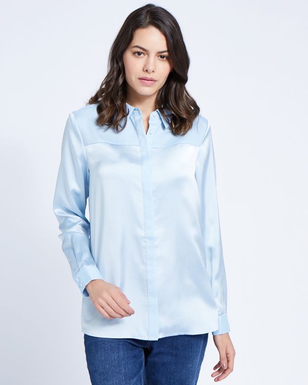 Paul Costelloe Living Studio Blue Collar Panel Blouse
