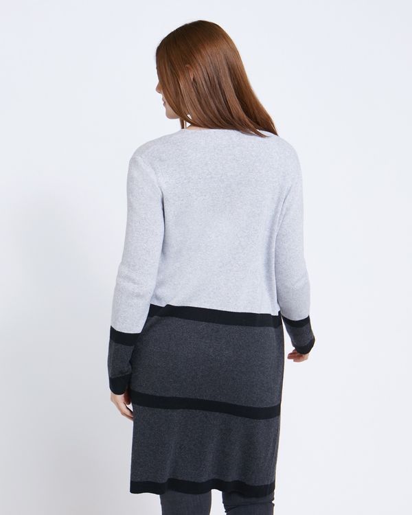 Paul Costelloe Living Studio Grey Colour Block Hem Cardigan
