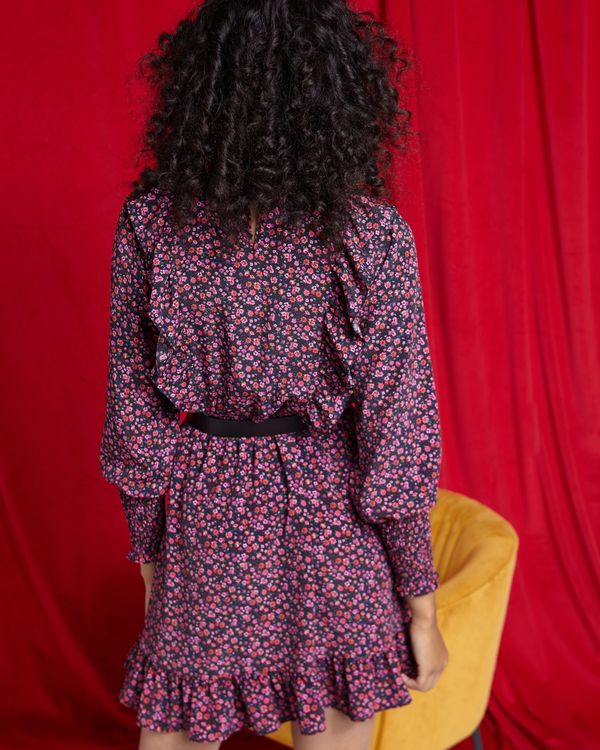 Savida Flower Print Belt Dress