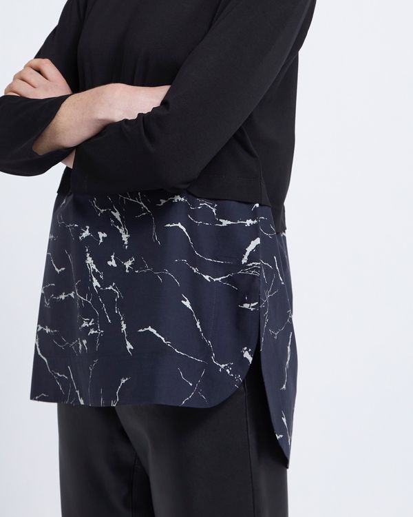Carolyn Donnelly The Edit Marble Print Cotton Hem Top