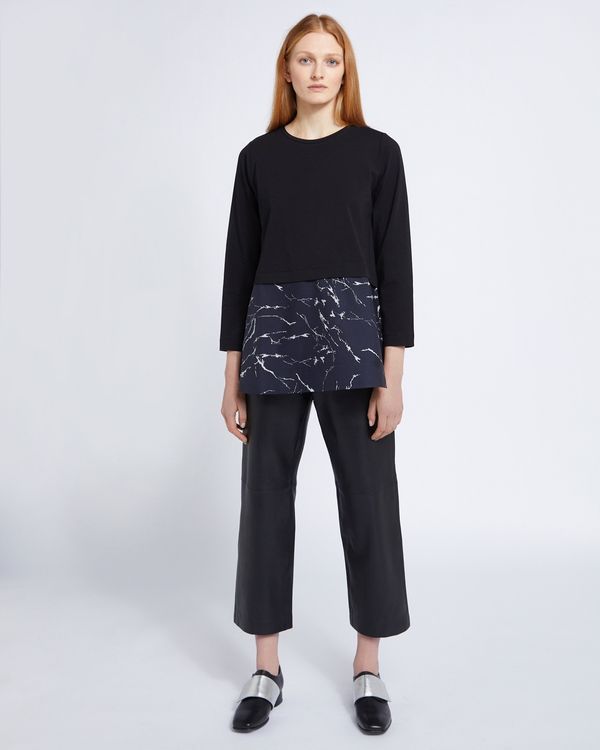Carolyn Donnelly The Edit Marble Print Cotton Hem Top