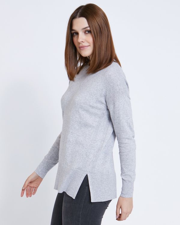 Paul Costelloe Living Studio Light Grey Rib Side Panel Jumper