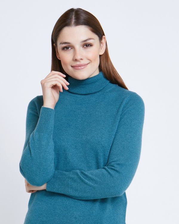 Paul Costelloe Living Studio Green Cashmere Polo Neck Jumper