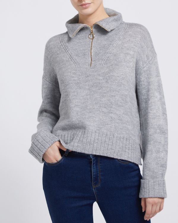 Half Zip Funnel Neck Jumper