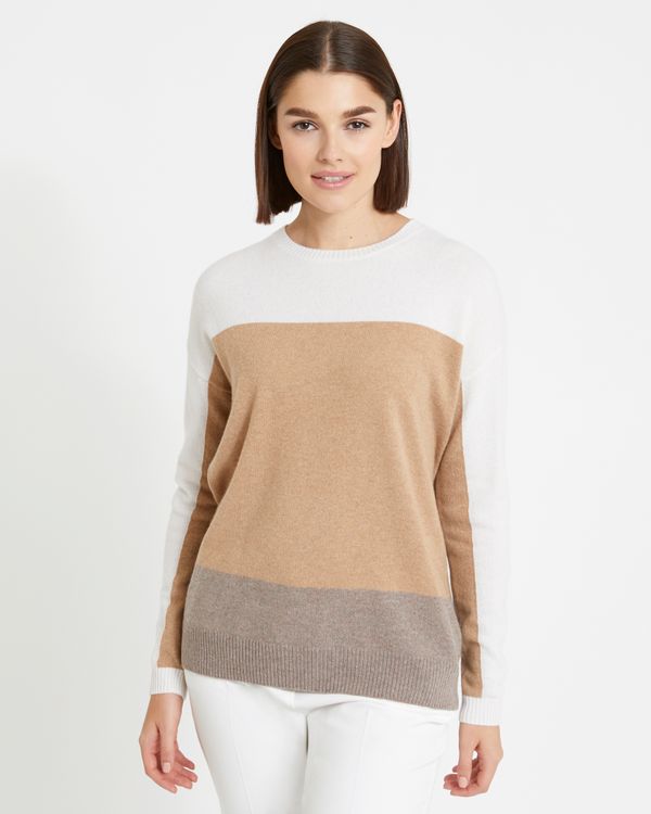 Paul Costelloe Living Studio Cashmere Colour Block Crew-Neck Sweater