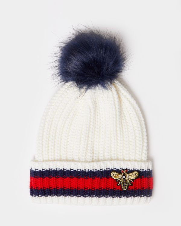 Savida Bee Embellished Stripe Hat