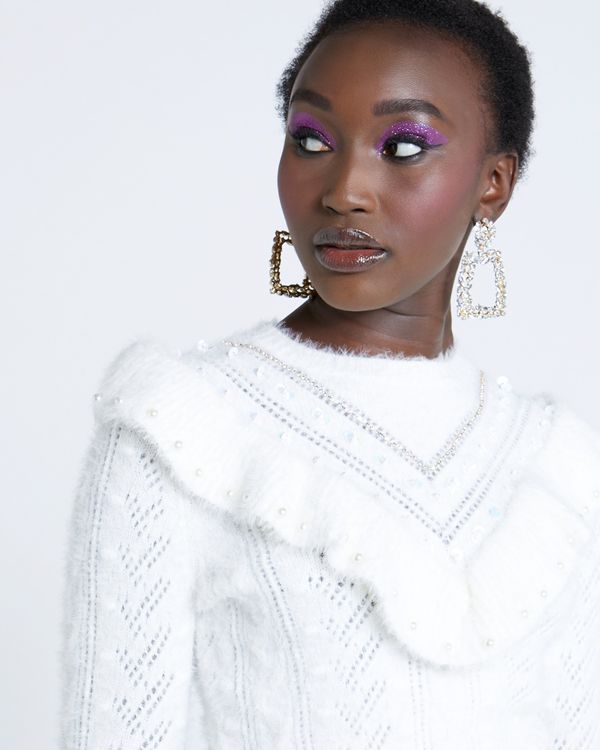 Savida Embellished Jumper With Ruffle