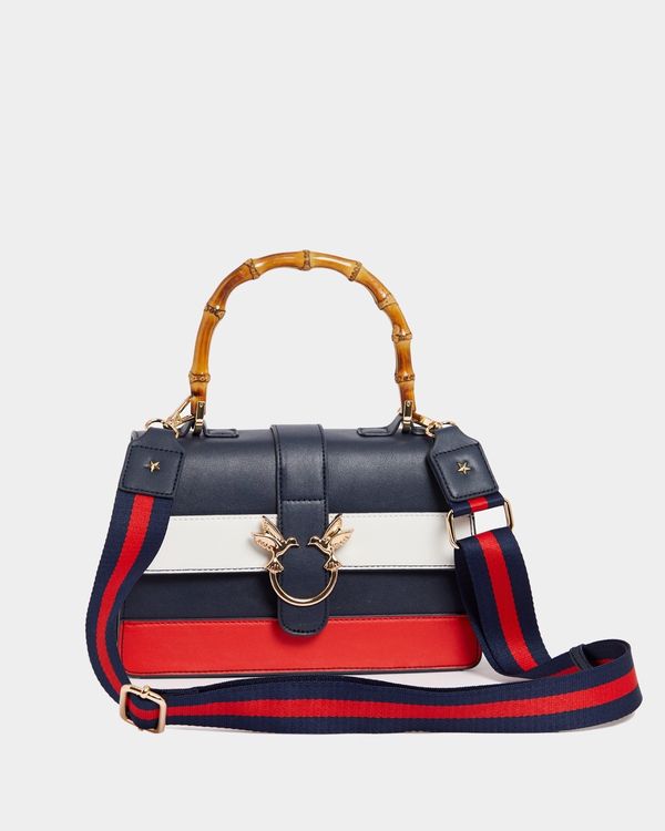 Savida Stripe Bamboo Handle Bag