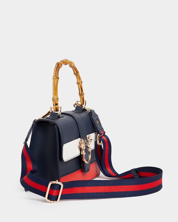 Savida Stripe Bamboo Handle Bag