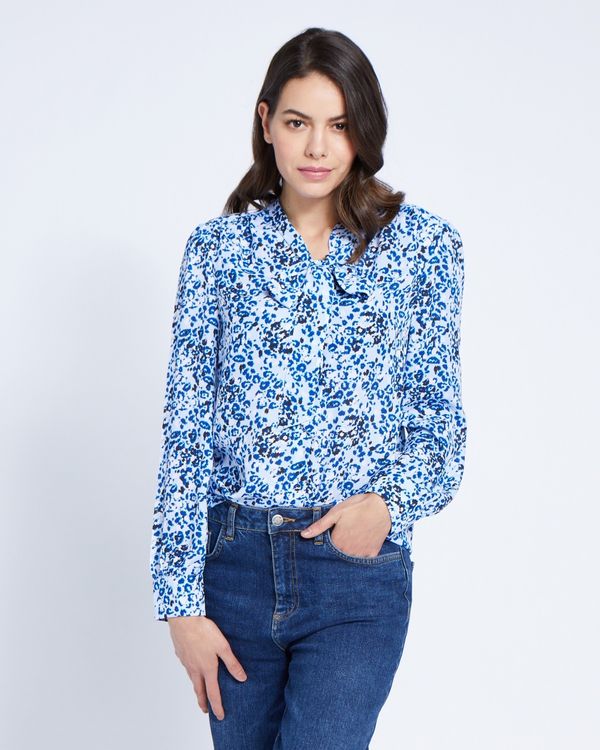 Paul Costelloe Living Studio Blue Leopard Blouse