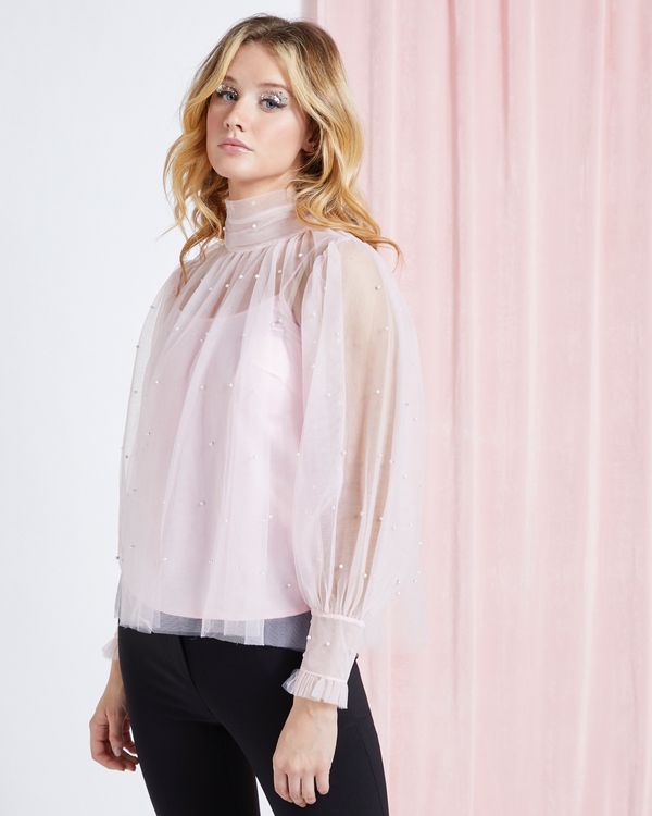 Savida Tulle Pearl Detail Blouse