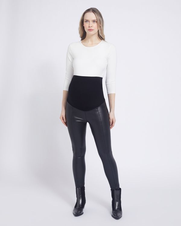 Savida Faux Leather Maternity Leggings