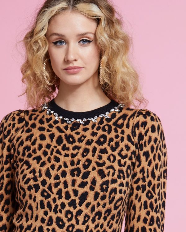 Savida Jewel Neck Jacquard Jumper