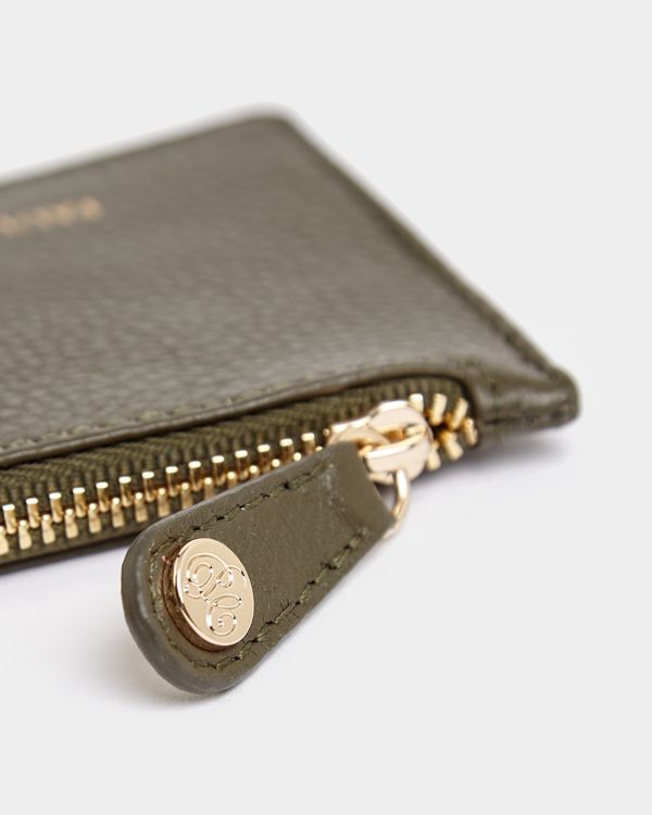 Paul Costelloe Living Studio Green Leather Zip Card Holder