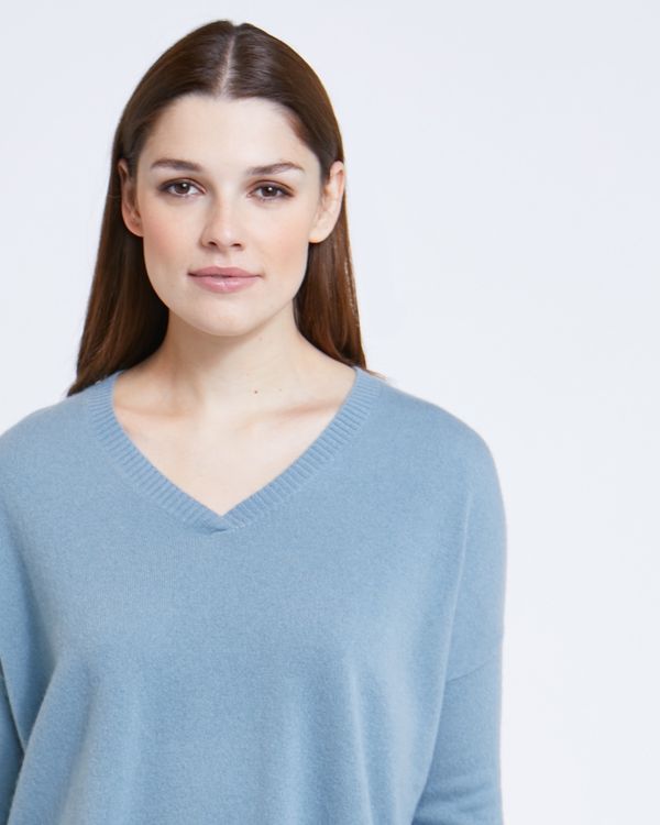 Paul Costelloe Living Studio Grey Cashmere V-Neck Jumper