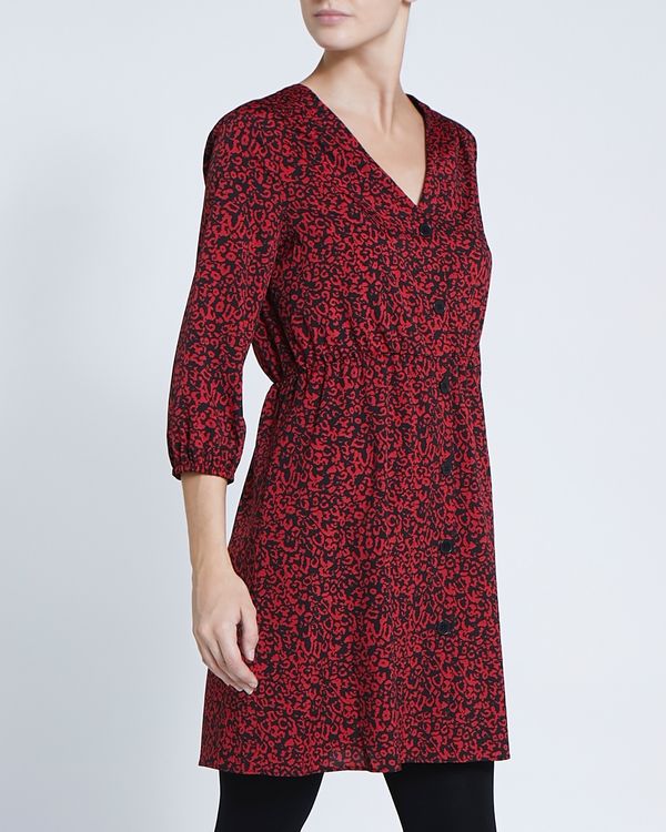 V-Neck Button Dress