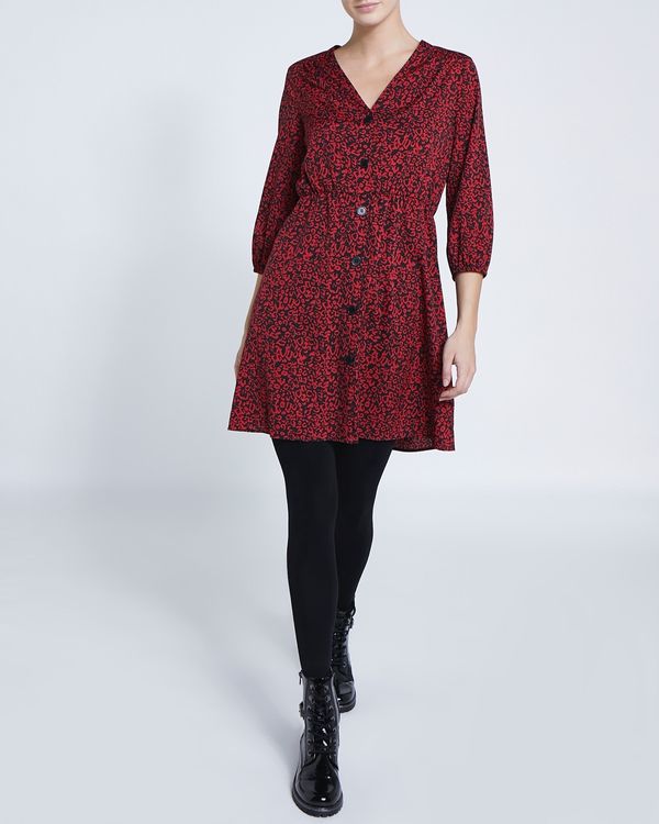 V-Neck Button Dress
