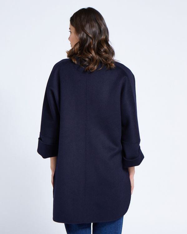 Paul Costelloe Living Studio Navy Curved Hem Coat