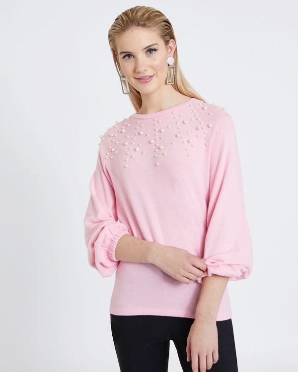 Savida Soft Touch Top With Pearls