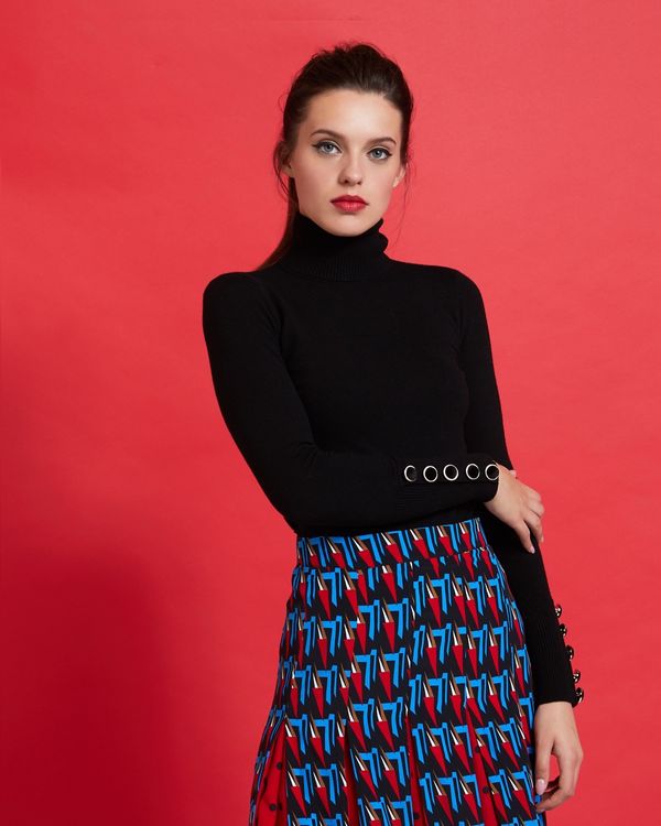 Savida Velvet Button Cuff Jumper