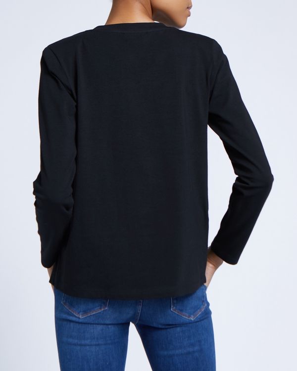 Shoulder Pad Long Sleeve Cotton Top