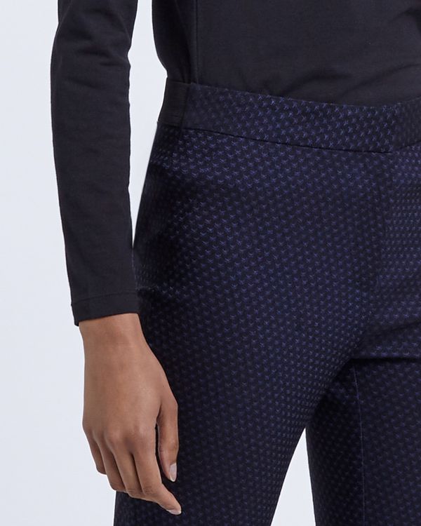 Navy Jacquard Slim Leg Trouser