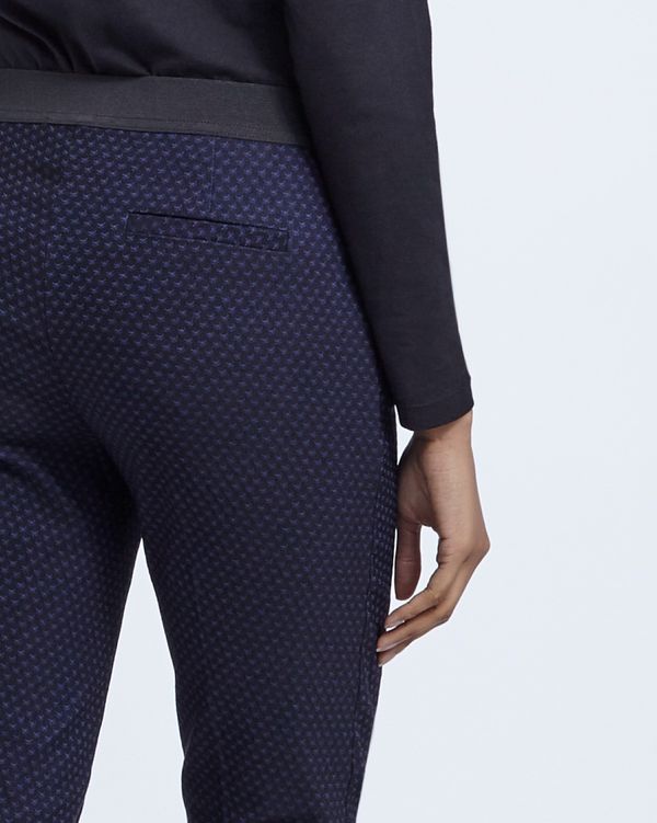 Navy Jacquard Slim Leg Trouser