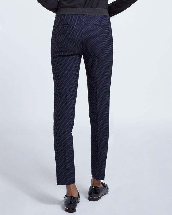 Navy Jacquard Slim Leg Trouser